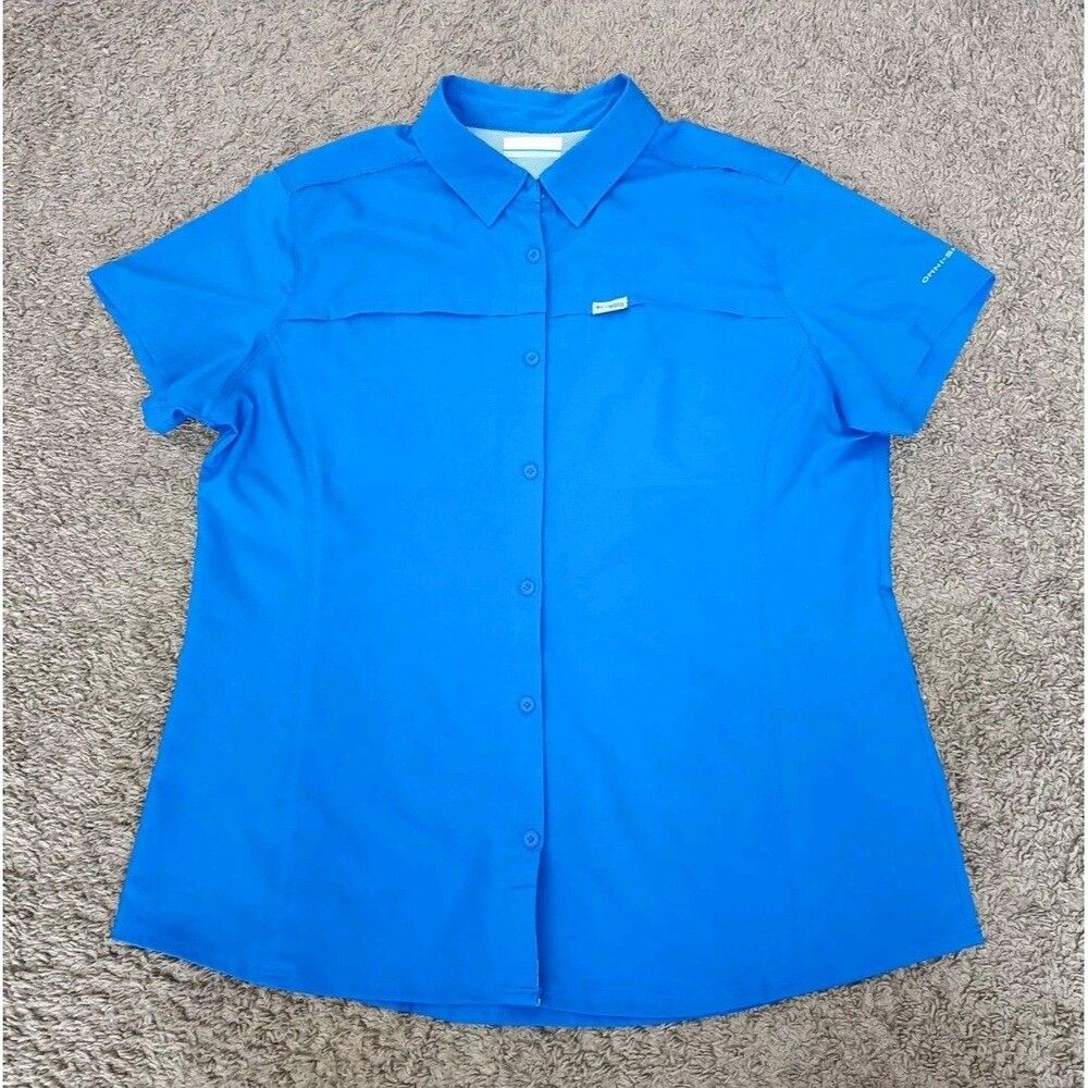 Columbia Women's PFG Tamiami II Short Sleeve Shirt Blue Women's Size Large